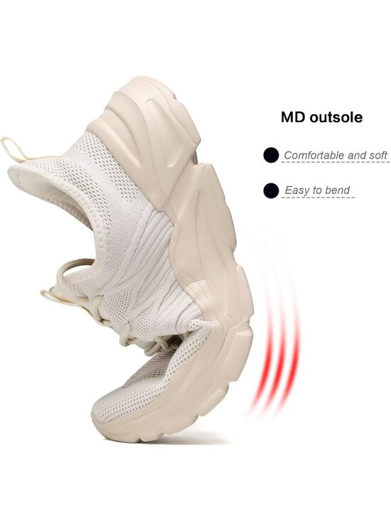 Men\'s Beige Running Shoes Non Slip Breathable Sneakers Slip Resistant Athletic